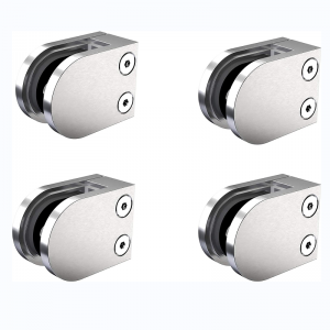 Stainless Steel 304 Flat Back Round Glass Clip Polished for BalustradeStaircaseHandrail , Glass Holder Metal Casting