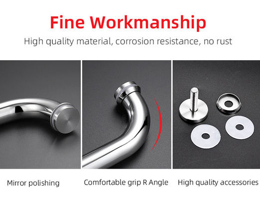 Round Stainless Steel Shower Room Glass Push Pull Handle with Polish Finish - Image 4