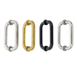 304 Stainless Steel Satin Gold Round Back to Back Pull Glass Door Handle for Hotel Spa
